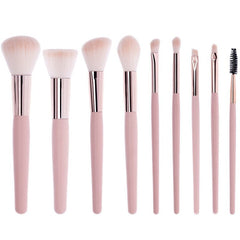 Wholesale Makeup Brush Set New 9 Pieces of Pink Makeup Tools Full Set of Makeup Portable.