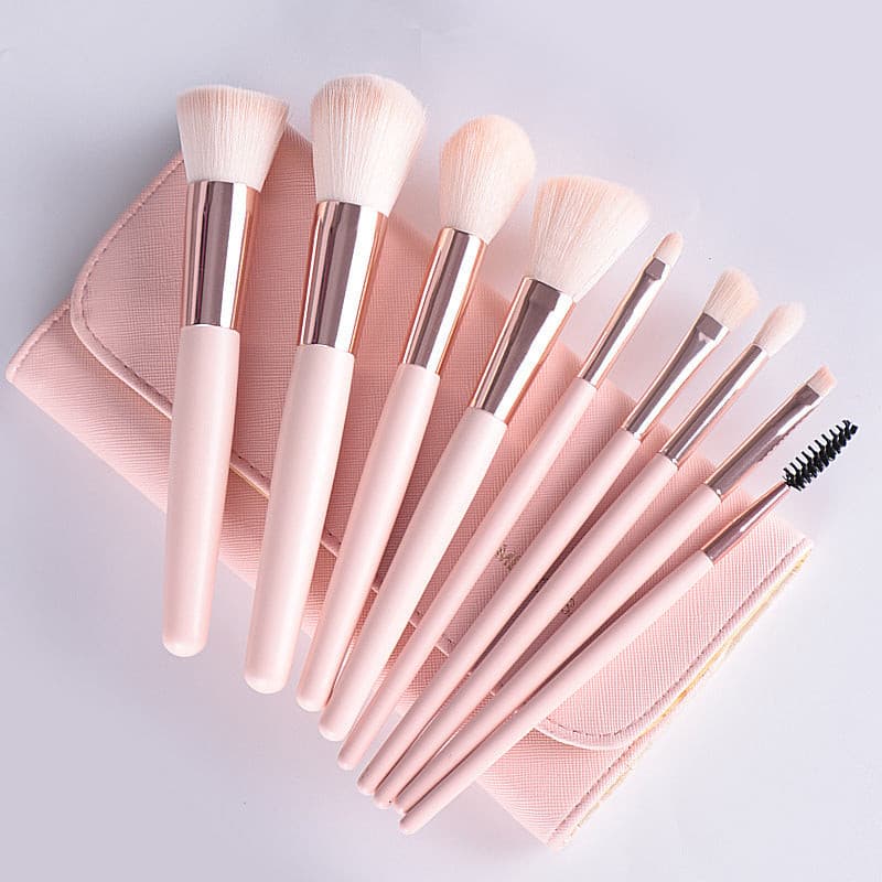 Wholesale Makeup Brush Set New 9 Pieces of Pink Makeup Tools Full Set of Makeup Portable.